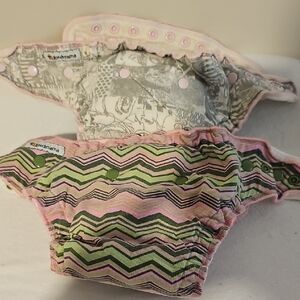 2 Pink and Green cloth Diapers goodmama